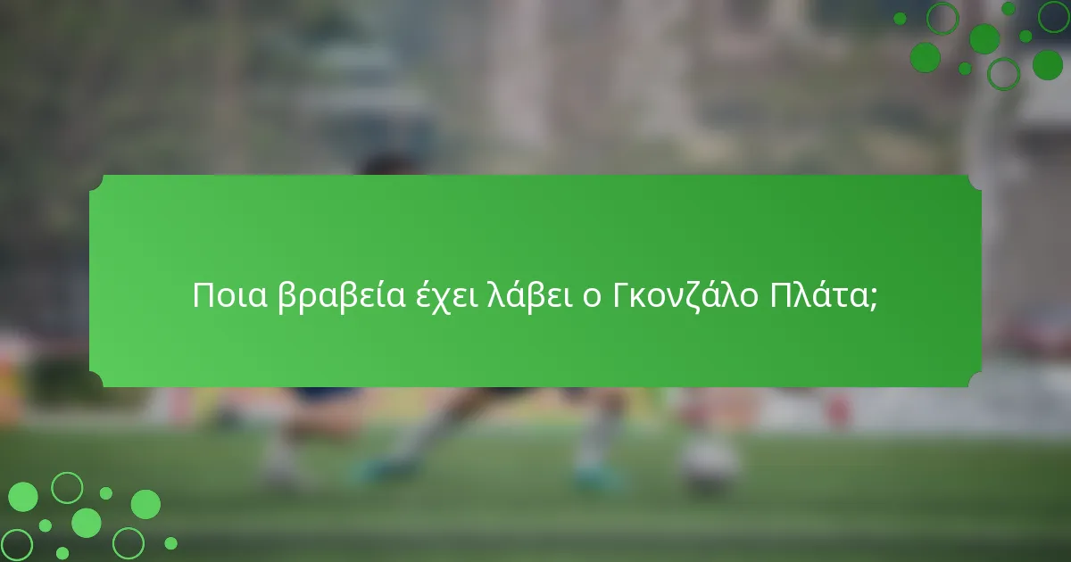 Ποια βραβεία έχει λάβει ο Γκονζάλο Πλάτα;